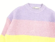 Kids ONLY viola/strawberry moon/pineapple slice/light grey melange stribet pullover striktrøje